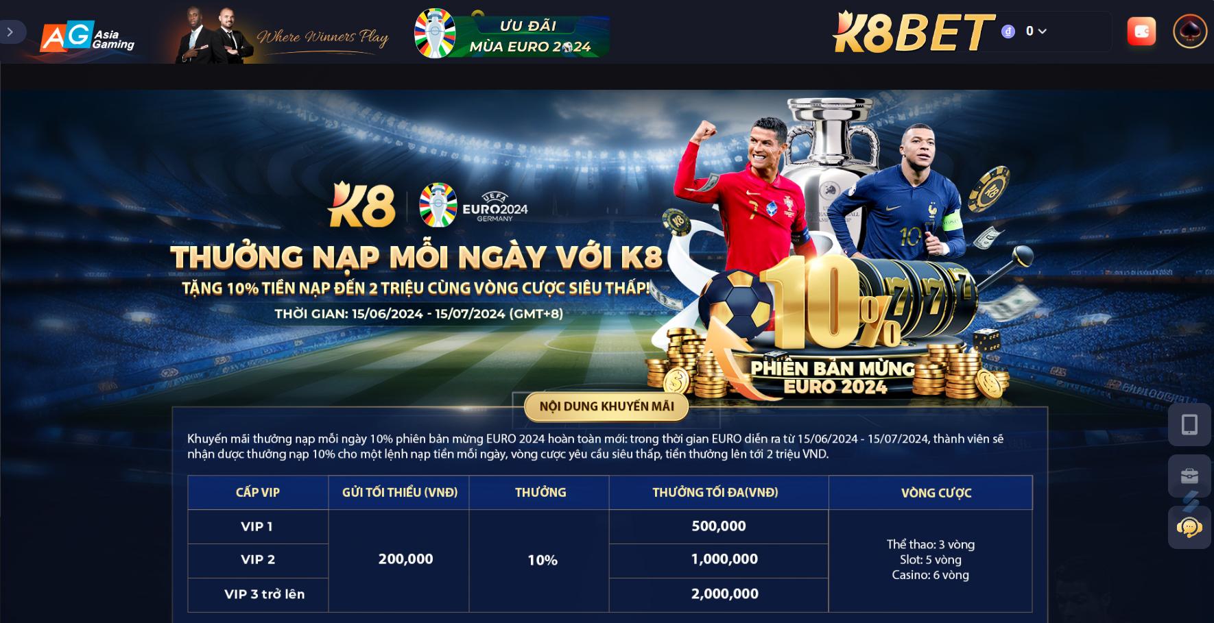 Rất nhiều chương trình khuyến mãi có tại nhà cái K8BET